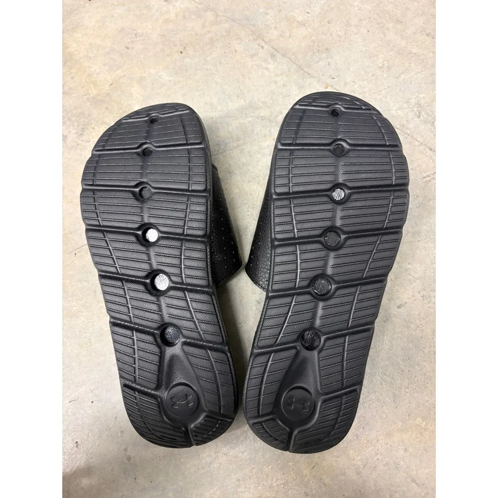 Under Armour Mens Ignite VI Graphic FB Slides Black White Sandals 3026023-001 8